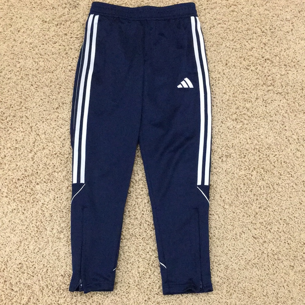 adidas Navy Blue Kids Joggers with White Side Stripes